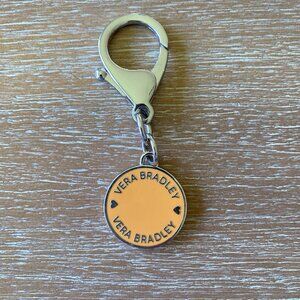 Vera Bradley Bag Clip or Keychain Silver with Peach Enamel